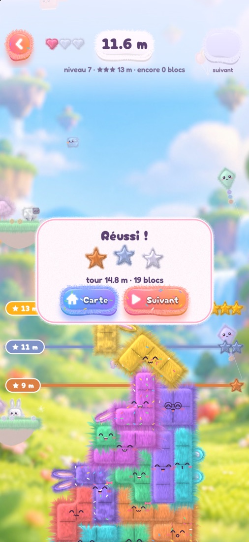 Niveau réussi avec trois étoiles