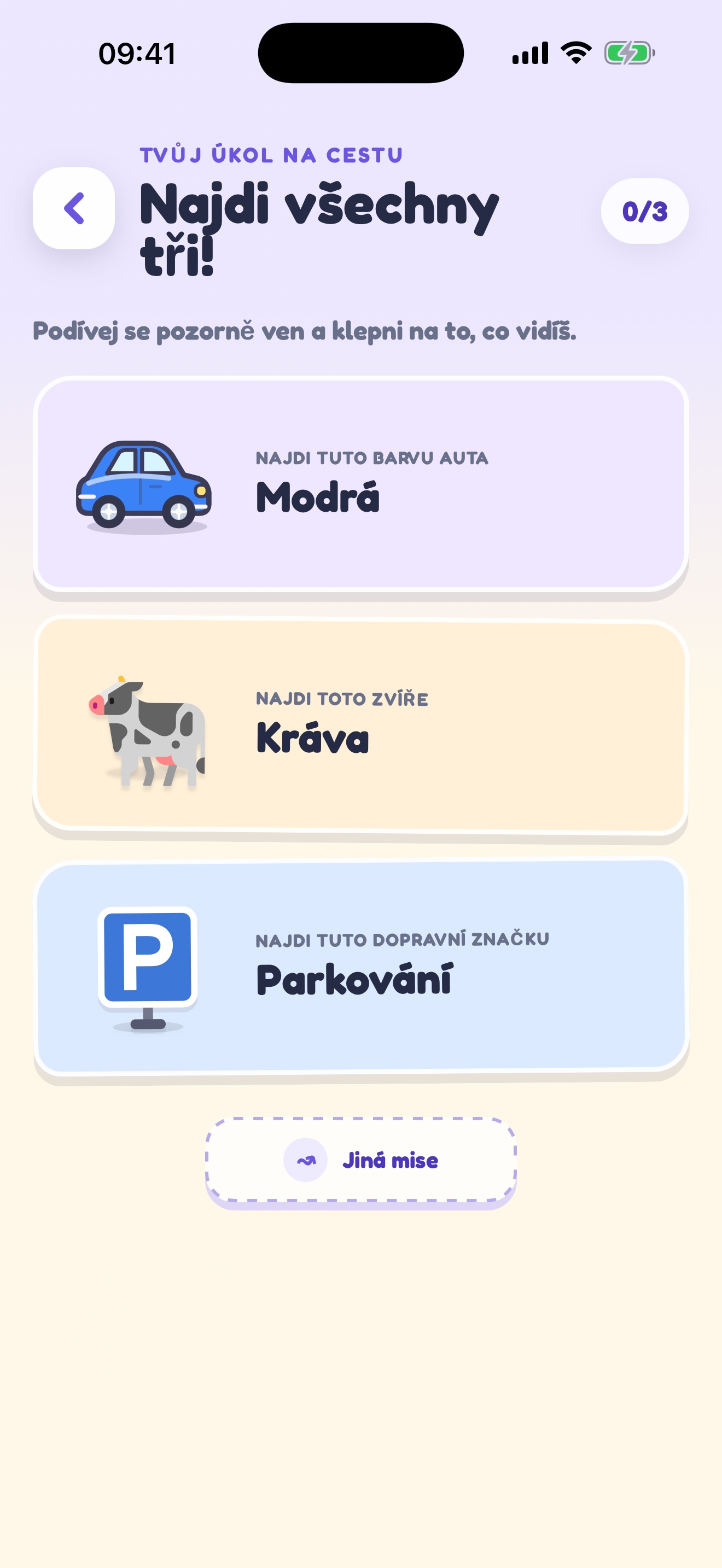 Úkol na cestu se třemi věcmi k nalezení