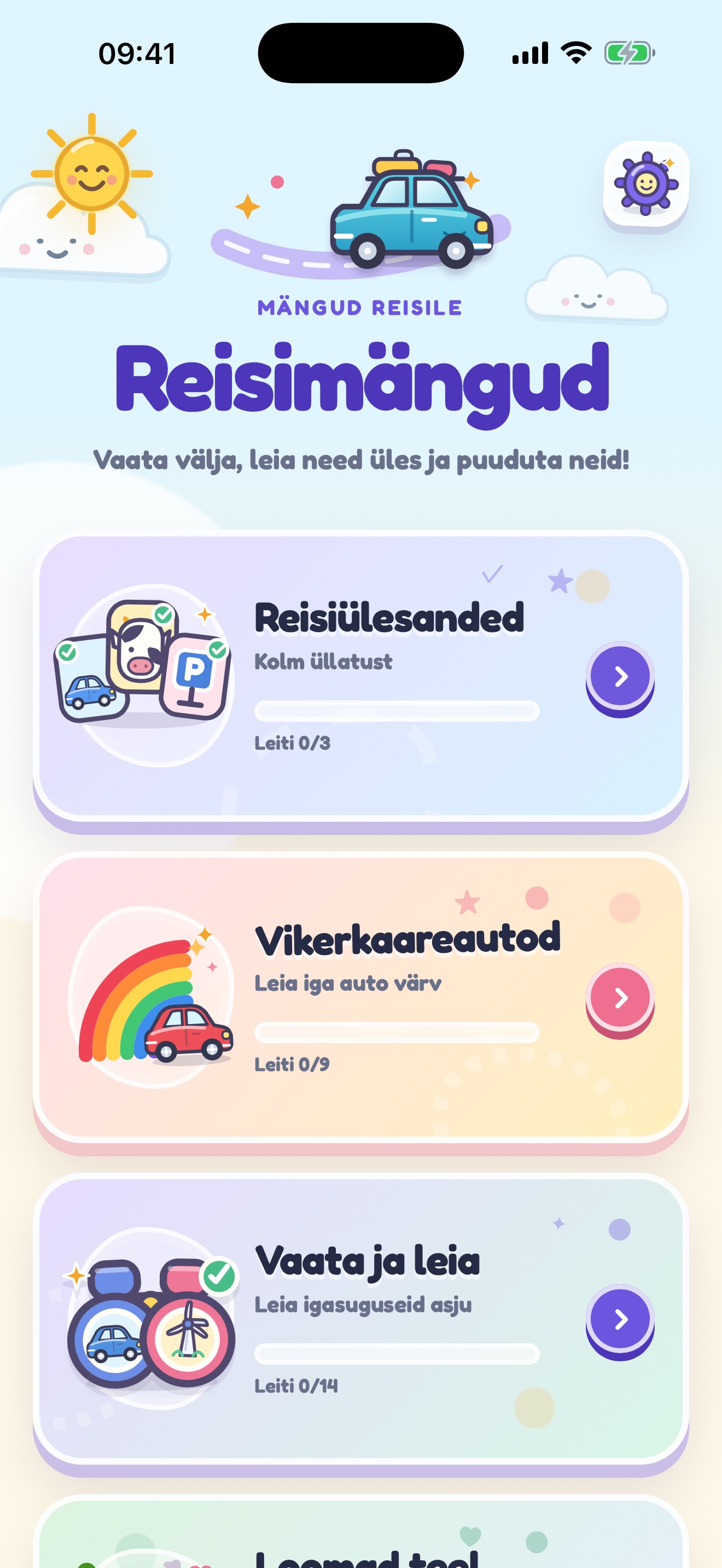 Avakuva kõigi reisimängudega