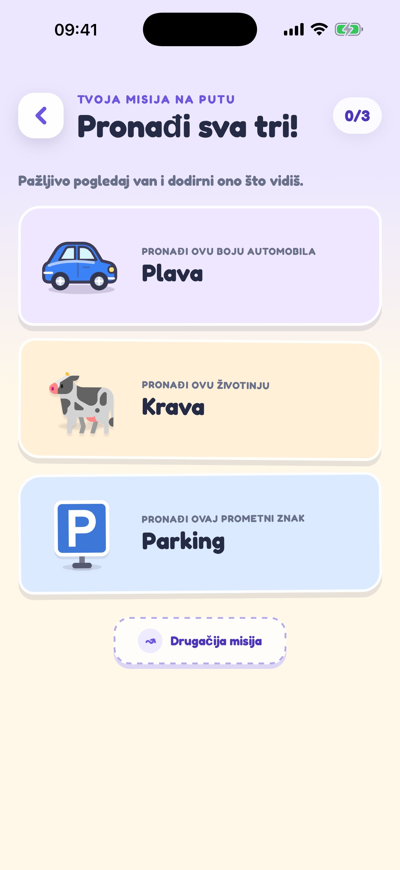 Putna misija s tri stvari koje treba pronaći