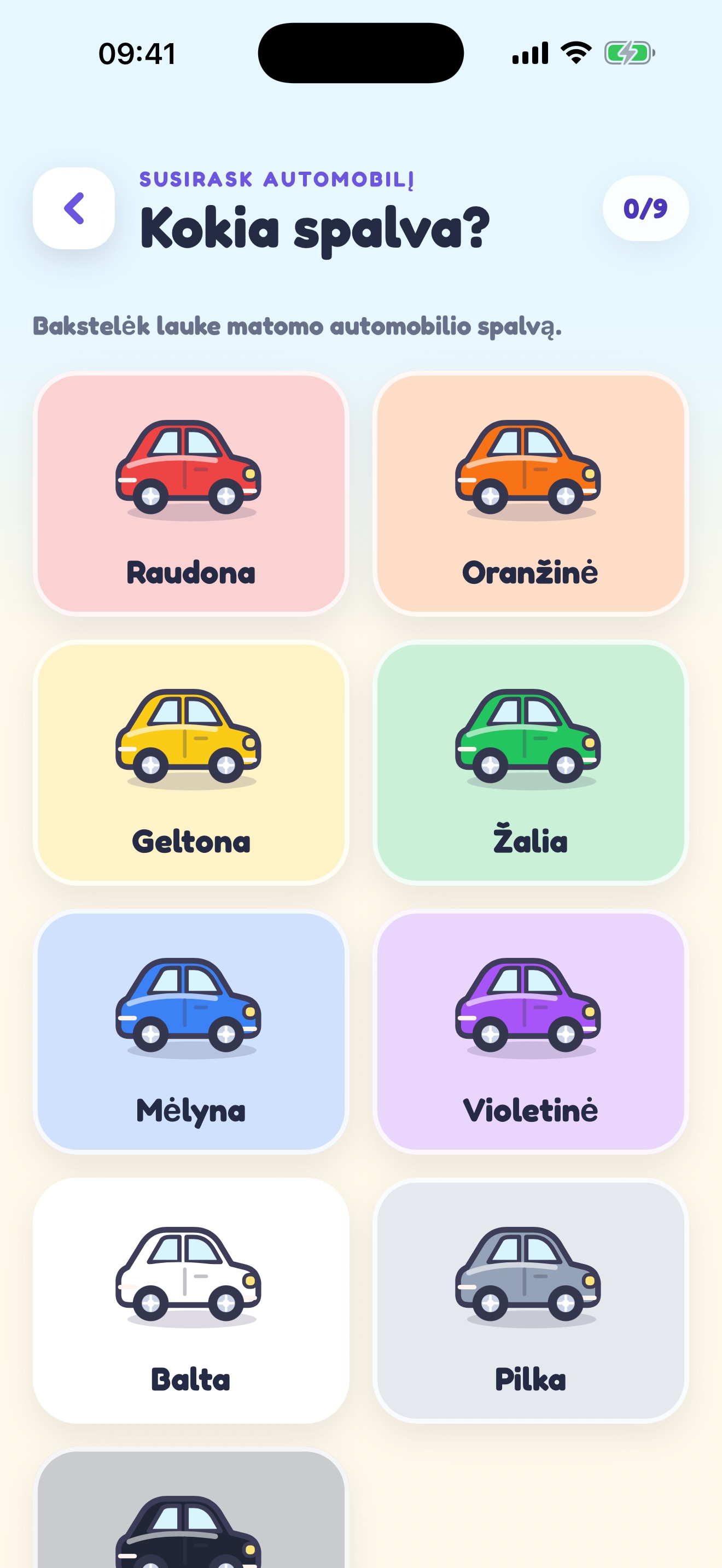 Vaivorykštės automobilių žaidimas