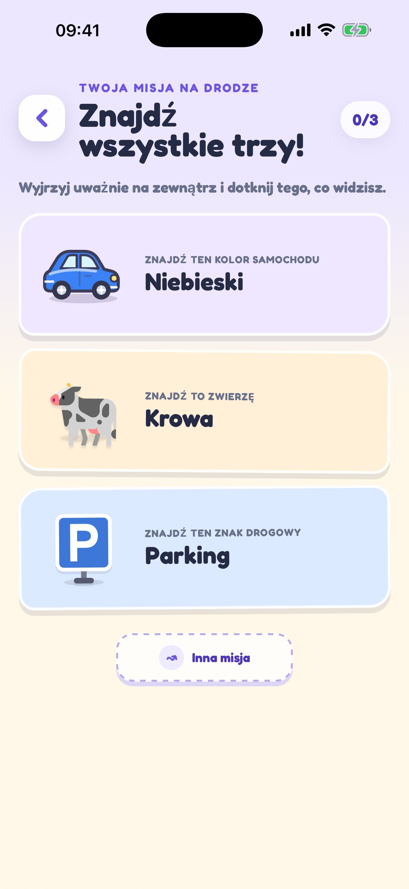Misja w podróży z trzema rzeczami do znalezienia